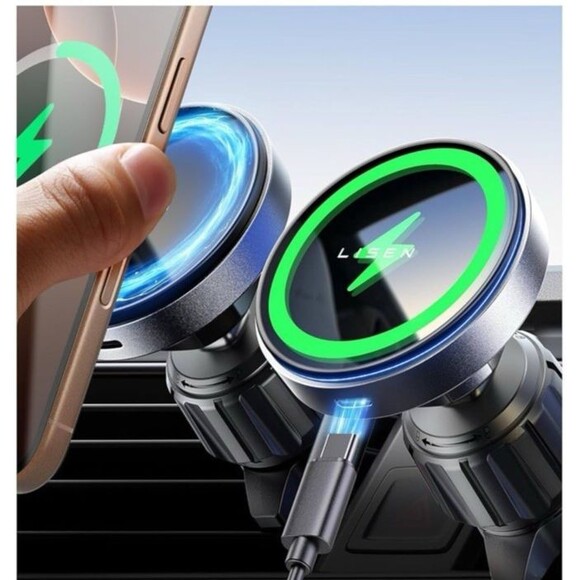 LISEN for Magsafe Vent Car Mount Charger 15w Fast Charging Model 2E778 Black - Picture 1 of 9